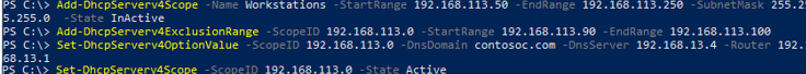 Add-DhcpServerv4Scope - create and configure new dhcp scope using PowerShell