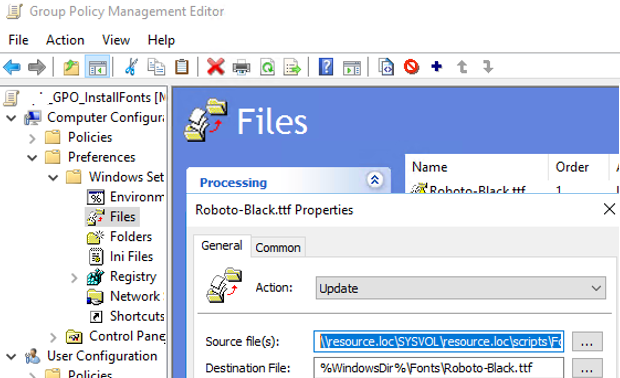 copy font file to computer using group policy