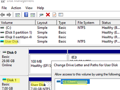 Disk Management - list user profile disk and mount points