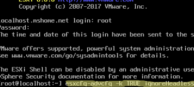 Esxcfg-advcfg ignoreHeadless 