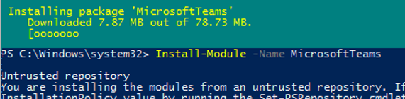 install microsoftteams powershell module