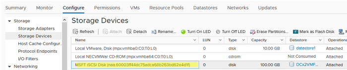 iscsi storage device on esxi