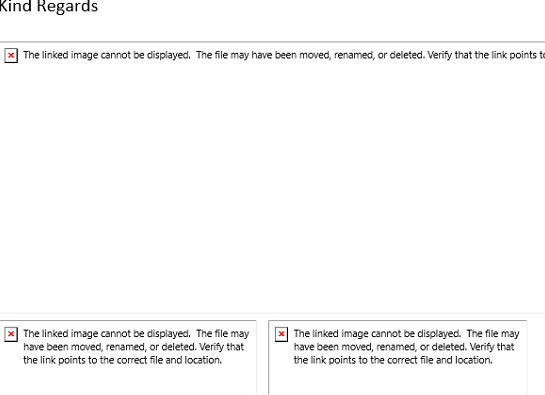 outlook red x: The linked image cannot be displayed. The file may have been moved, renamed or deleted. Verify that the link points to the correct file and location