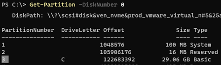 PowerShell: get partition size