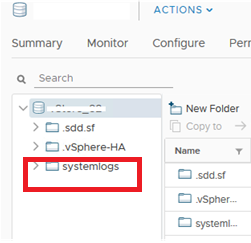 systemlogs folder on persistent vmfs datastore