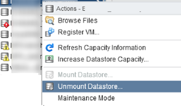 unmount datastore on vmware esxi