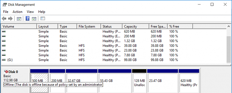 windows 10 usb/ssd disk is offline because of policy set by an administrator