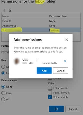 add permissions on outlook folder