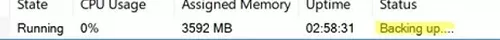 hyper-v vm freez in backing up running state