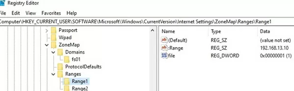 internet explorer zonemap in registry