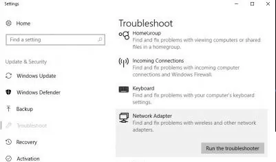 run Network Adapter Troubleshooter to fix hotspot