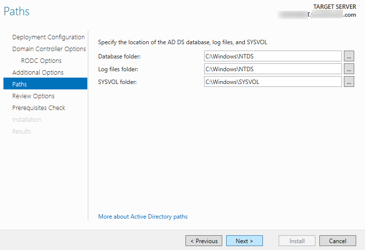 ntds and sysvol paths