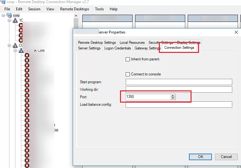 rdcman - change default rdp port 3389